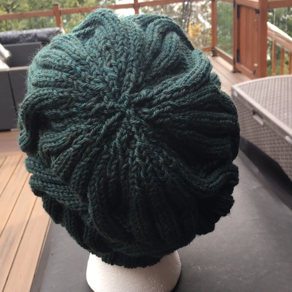 Hand Knit Cabled Slouchy Hat - Picture 2 of 4